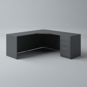 Classic L-Shaped Angled Right Return Desk with Box/Box/File Pedestal Also Available Left Return