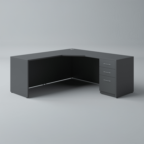 Classic L-Shaped Angled Right Return Desk with Box/Box/File Pedestal Also Available Left Return