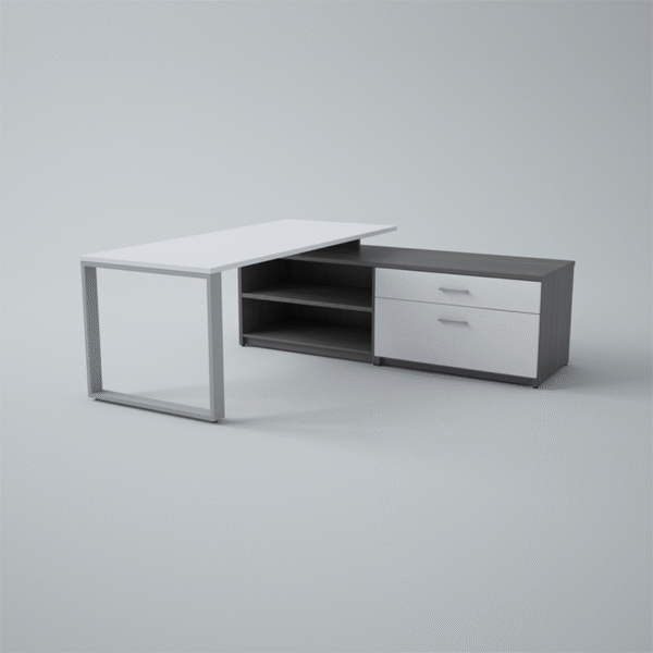 Elegant L Shaped Desk With Low Credenza