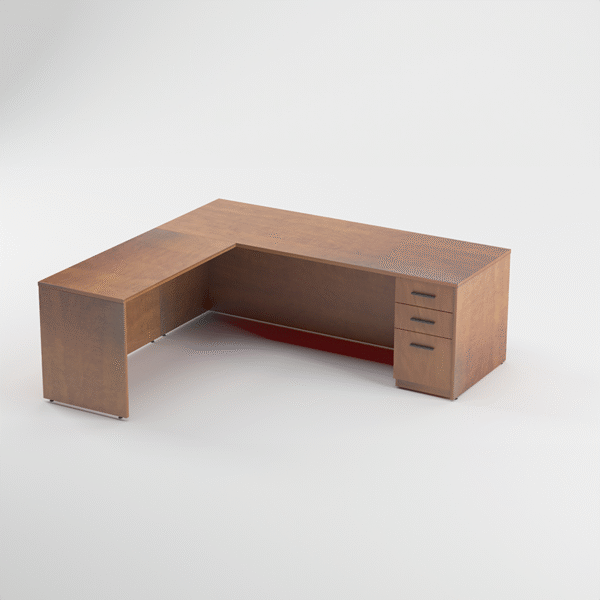Classic L Shaped Desk Straight Front Drawer/Drawer/File Pedestal
