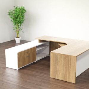 U Shaped Desk with Low Credenza