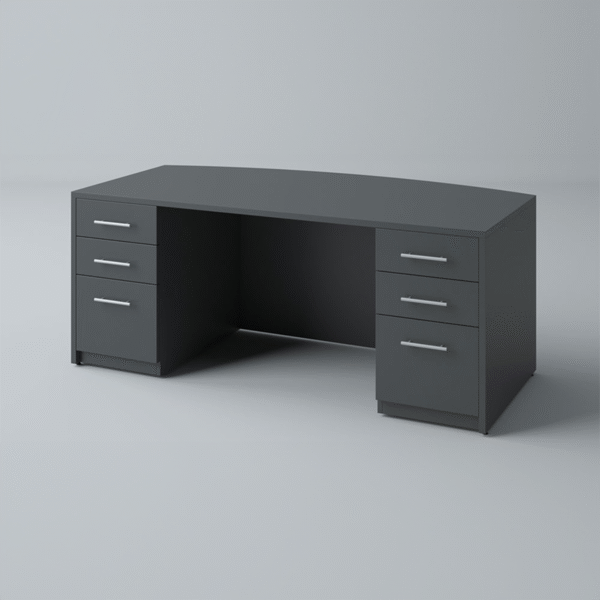 Classic Bowfront Desk With 2-Drawer/Drawer/File Pedestal