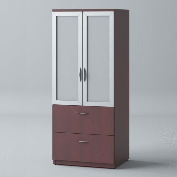 Storage & Filing Cabinet Combo With Glass Door