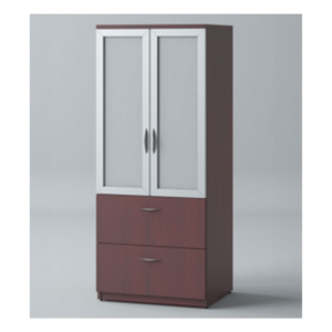 Storage & Filing Cabinet Combo With Glass Door