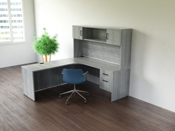Classic L Shaped Radius Desk With Hutch