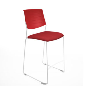 Barstool, Armless with Polymer Back and Upholstered Seat