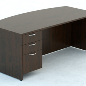 Bowfront Desk shell with and Box/Box/File hanging pedstal