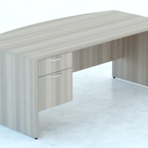 Bowfront Desk shell with 3/4th Modesty and Box/File hanging pedstal