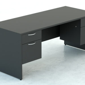 Straight Desk shell with full Modesty with 1- Box/Box/File & 1 -File/File full pedstal