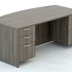 Bowfront Desk shell with full Modesty and 1- Box/Box/File & 1- File/File  hanging pedstal