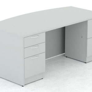 Bow front Desk shell with full Modesty with 1- Box/Box/File & 1 -File/File full pedstal