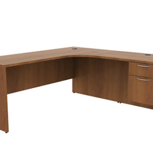 L-Shape Radius Desk with Drawer/File Hanging Pedestal