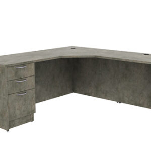 L-Shape Angled Desk with Full Box/Box/File Pedestal