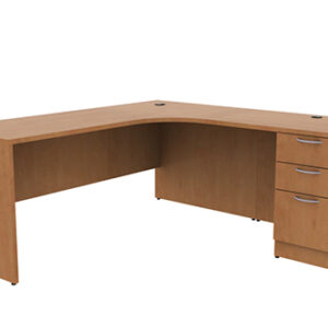 L-Shape Radius Desk with Drawer/Drawer/File Full Pedestal
