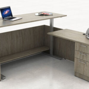 Half Height Adjustable L-Shape Desk with Box/Box/File Pedestal