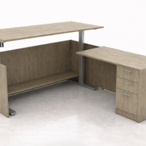 Half Height Adjustable L-Shape Desk with Box/Box/File Pedestal