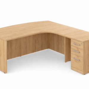 Bowfront L-Shaped Desk with Right Return and Box/Box/File Pedestal