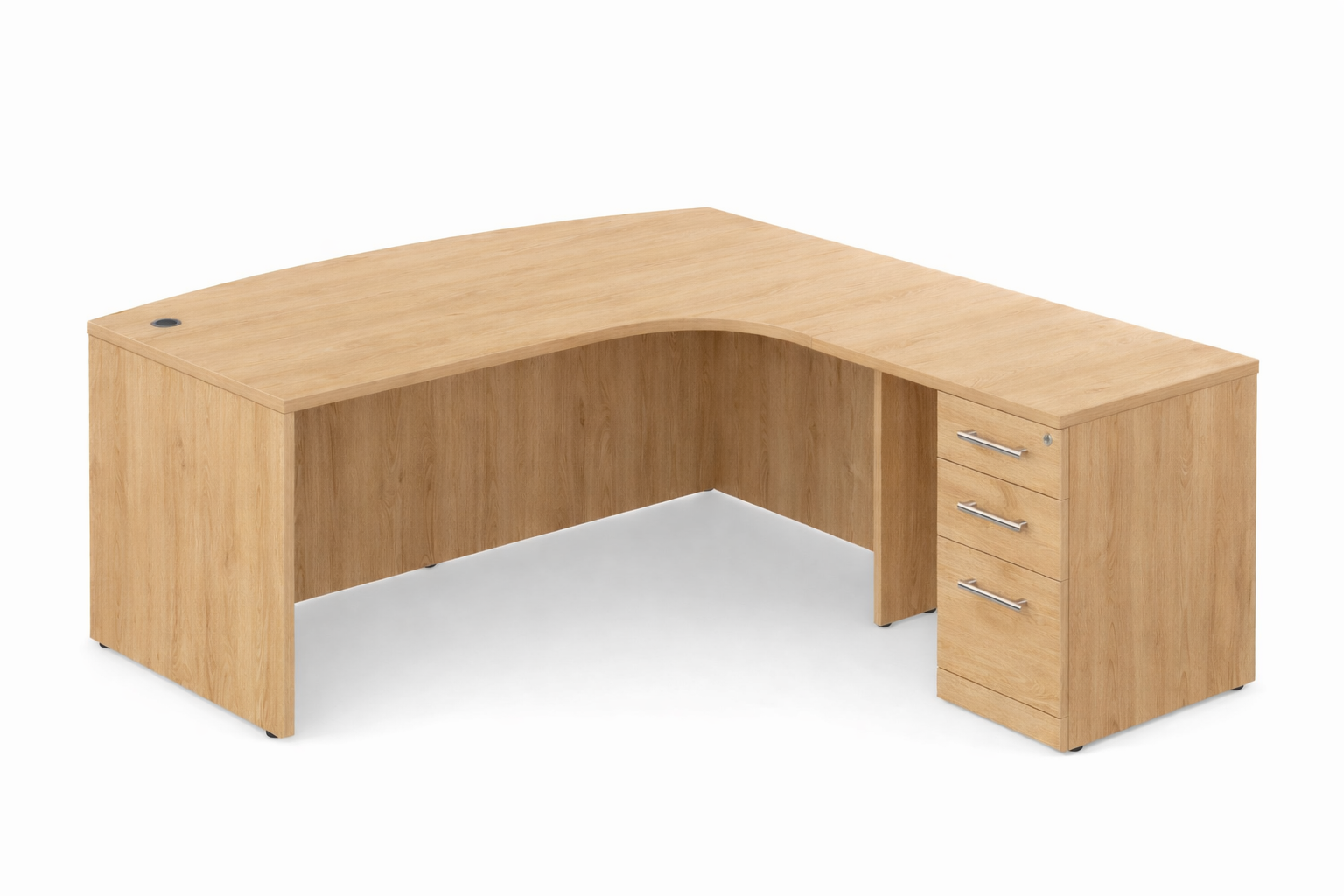 Bowfront L-Shaped Desk with Right Return and Box/Box/File Pedestal