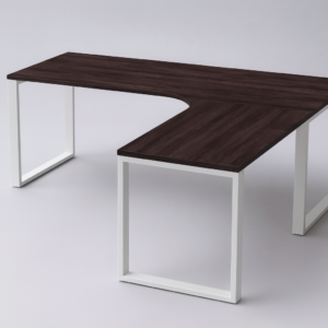 Elegant L-Shape Radius Desk with O-Leg Base