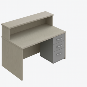Rectangular Gallery Reception Desk with Transaction Top and Box/Box/File Pedestal