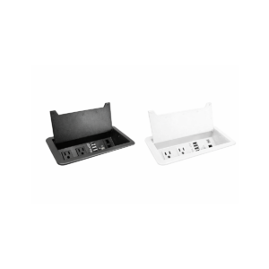 ErgoCentric Table Top Power and Data Station In Black/White Finish