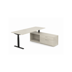 Ergo-up-Centric L-Shape Electric Height Adjustable With Low Credenza
