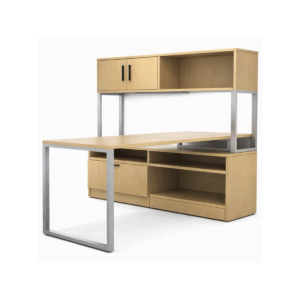 Executive L-Shaped Desk with Low Credenza and Hutch