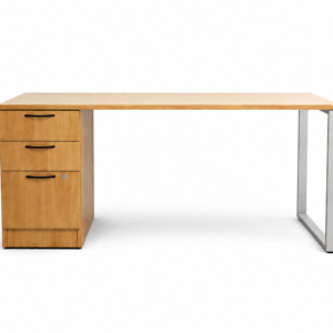 Elegant Straight Desk with O-Legs and Box/Box/File Pedestal