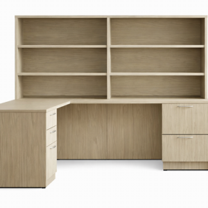 L-Shaped Desk With Open Bookcase And Full Height Box/Box/File & File/File Pedestal