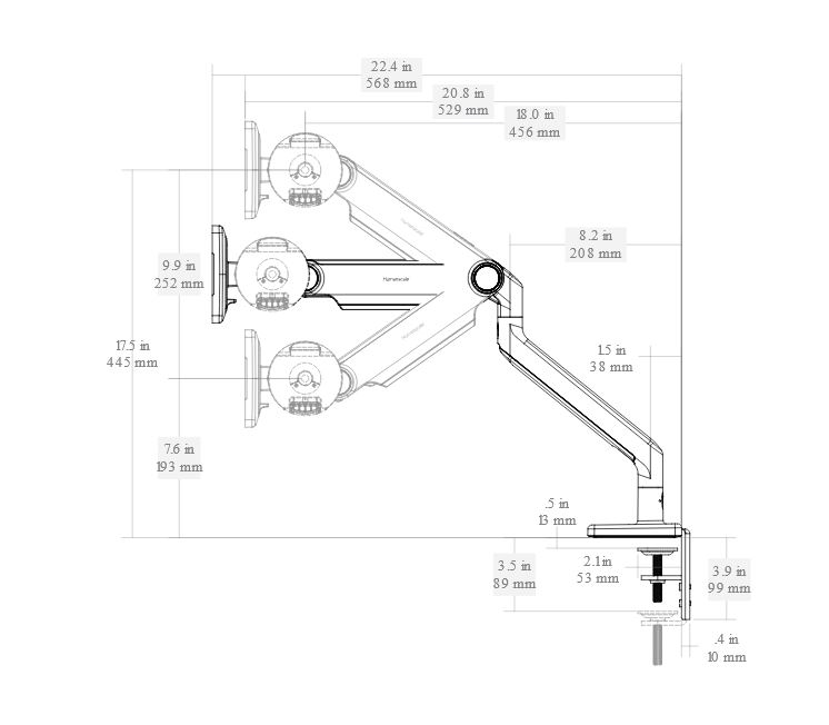 Humanscale M2 Pro Dual Monitor Arm - Image 2